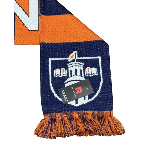 NWT Wheaton College 65” Double Sided Scarf Orange/Blue - Picture 3 of 4